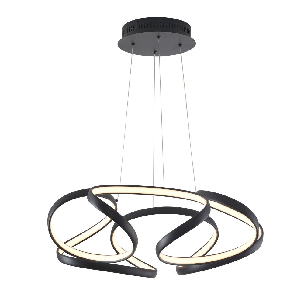 5-Light Matte Black LED Chandelier With White Acrylic Diffusers